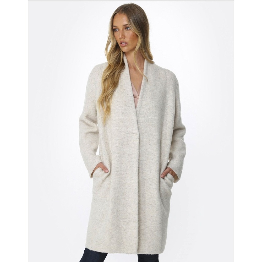 Vince Bouclé Cardigan Coat Size XS Cream Wool Blend Longline Sweater Coat Cozy